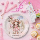 ピンク女性のカーボーイ馬00thバースデーパーティー ペーパープレート (パーティー)