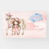 ピンク女性のカーボーイ馬00thバースデーパーティー 横断幕 (横)