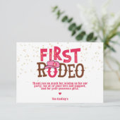 ピンク女性のカーボーイ1stロデオサンキュー カード (スタンド正面)