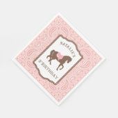 ピンク女性のカーボーイ |ウースシルエット3回目の誕生日 スタンダードランチョンナプキン (角)