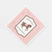 ピンク女性のカーボーイ |ホースシルエット10誕生日 スタンダードランチョンナプキン (角)