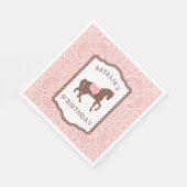 ピンク女性のカーボーイ |ホースシルエット9誕生日 スタンダードランチョンナプキン (角)