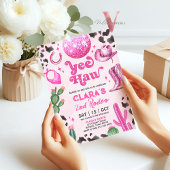 ピンク女性のカーボーイANYエイジロデオ誕生日招待状 招待状