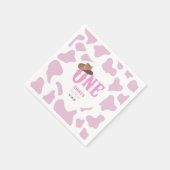 ピンク女性のカーボーイONEファースト・ロデオ1歳パーティー スタンダードカクテルナプキン (角)