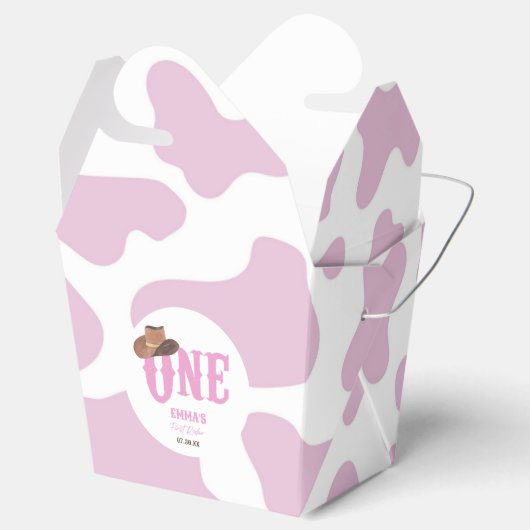 ピンク女性のカーボーイONEファースト・ロデオ1歳パーティー フェイバーボックス (オープン)