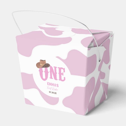 ピンク女性のカーボーイONEファースト・ロデオ1歳パーティー フェイバーボックス (裏面サイド)
