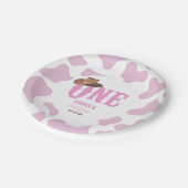 ピンク女性のカーボーイONEファースト・ロデオ1歳パーティー ペーパープレート (アングル)