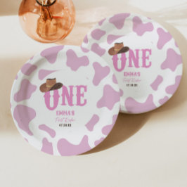 ピンク女性のカーボーイONEファースト・ロデオ1歳パーティー ペーパープレート