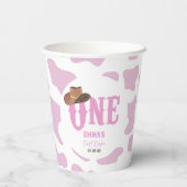 ピンク女性のカーボーイONEファースト・ロデオ1歳パーティー 紙コップ (裏面)