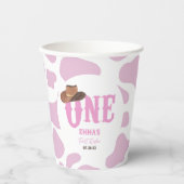 ピンク女性のカーボーイONEファースト・ロデオ1歳パーティー 紙コップ (正面)