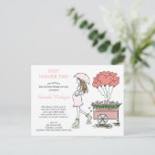 ピンク妊婦ベビーシャワーをメールで振る インビテーションポストカード (スタンド正面)