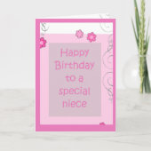 ピンク姪デイジー誕生日 カード (正面)