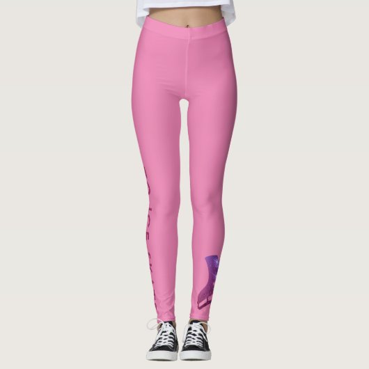 ピンク姿スケートで滑るの脚生まれ-アイススケート レギンス (正面)