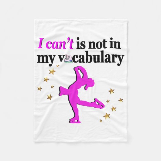 ピンク姿スケートで滑るゴールと夢 フリースブランケット (正面)