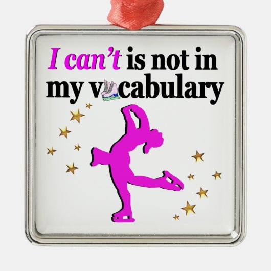 ピンク姿スケートで滑るゴールと夢 メタルオーナメント (正面)