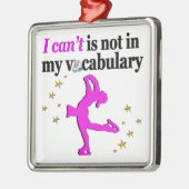 ピンク姿スケートで滑るゴールと夢 メタルオーナメント (左)