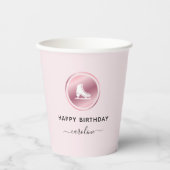 ピンク姿スケートで滑る誕生日バラ金ゴールドアイススケート 紙コップ (正面)