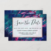 ピンク威厳のあるティール(緑がかった色)グリーンマーリースターリーネブラ セーブザデート (正面/裏面)