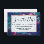 ピンク威厳のあるティール（緑がかった色）グリーンマーリースターリーネブラ セーブザデート<br><div class="desc">威厳のあるとモダン、ピンクとお洒落ティール（緑がかった色）の緑の大理石の抽象芸術星雲。</div>