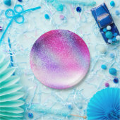 ピンク威厳のあるパープルネブラ銀河系グリッター ペーパープレート (パーティー)