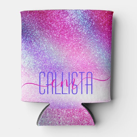 ピンク威厳のあるパープルネブラ銀河系グリッター 缶クーラー (正面)