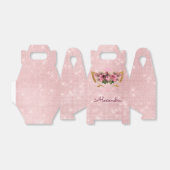 ピンク子猫ユニコーンバラ金ゴールド赤面ピンクグリッター フェイバーボックス (折り畳みなし)