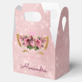 ピンク子猫ユニコーンバラ金ゴールド赤面ピンクグリッター フェイバーボックス (オープン)