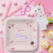 ピンク宇宙ツザムーン誕生日 ペーパープレート (パーティー)