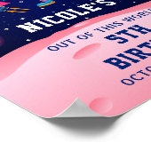 ピンク宇宙飛行士宇宙誕生日会へようこそ ポスター (角)