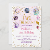 ピンク宇宙2ザムーンセカンド誕生日 招待状 (正面)