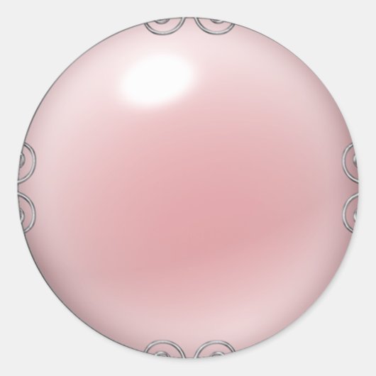 ピンク宝石のパールステッカー ラウンドシール (正面)