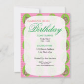 ピンク実在バースデーパーティ招待状 招待状 (正面)