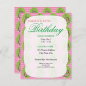 ピンク実在バースデーパーティ招待状 招待状 (正面/裏面)