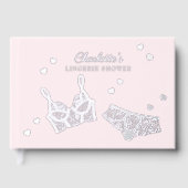 ピンク実在ホイルランジェリーシャワーブライダルシャワー名 ゲストブック (正面)