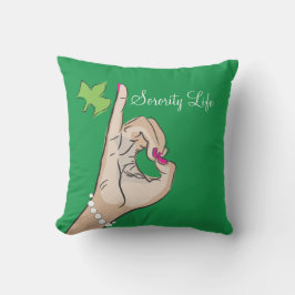 ピンク実質のかわいらしい女の子および緑の装飾用クッション クッション