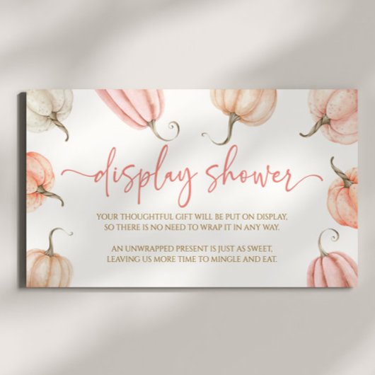 ピンク小さなかぼちゃの赤ちゃんシャワー表示シャワー エンクロージャーカード