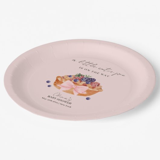 ピンク小さなかわいこちゃんパイベリーバウ赤ちゃんシャワー ペーパープレート (アングル)