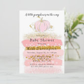 ピンク小さなカボチャが赤ちゃんシャワーの途中にある 招待状 (スタンド正面)