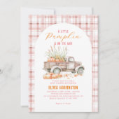 ピンク小さなカボチャのトラックの女の子の赤ちゃんシャワー 招待状 (正面)