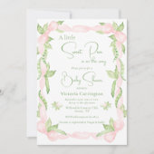 ピンク小さなスイートピーの女の子ベビーシャワー 招待状 (正面)