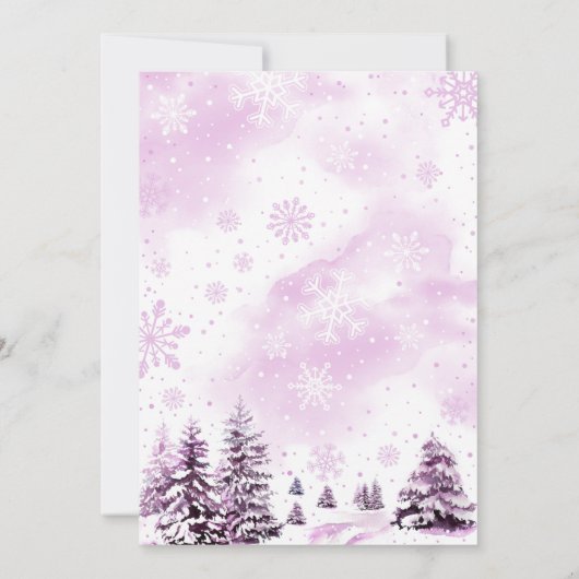 ピンク小さなスノーフレーク赤ちゃんシャワー招待状 招待状 (裏面)