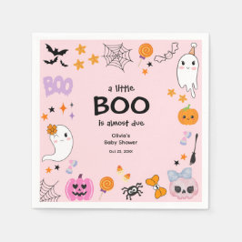 ピンク小さなブーかわいい幽霊ハロウィーン赤ちゃんシャワー スタンダードカクテルナプキン
