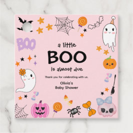 ピンク小さなブーかわいい幽霊ハロウィーン赤ちゃんシャワー フェイバータグ