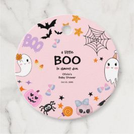 ピンク小さなブーかわいい幽霊ハロウィーン赤ちゃんシャワー フェイバータグ