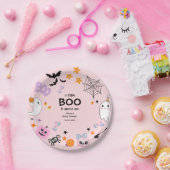 ピンク小さなブーかわいい幽霊ハロウィーン赤ちゃんシャワー ペーパープレート (パーティー)