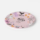 ピンク小さなブーかわいい幽霊ハロウィーン赤ちゃんシャワー ペーパープレート (アングル)