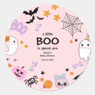 ピンク小さなブーかわいい幽霊ハロウィーン赤ちゃんシャワー ラウンドシール
