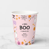 ピンク小さなブーかわいい幽霊ハロウィーン赤ちゃんシャワー 紙コップ (裏面)