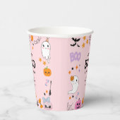 ピンク小さなブーかわいい幽霊ハロウィーン赤ちゃんシャワー 紙コップ (右)