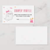 ピンク小さなブー幽霊赤ちゃんシャワーおむつラッフル エンクロージャーカード (正面/裏面)